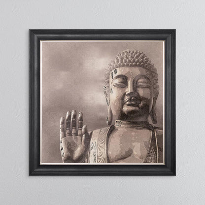 Buddha 4 with Silver Foil Embellishment - Framed Wall Art