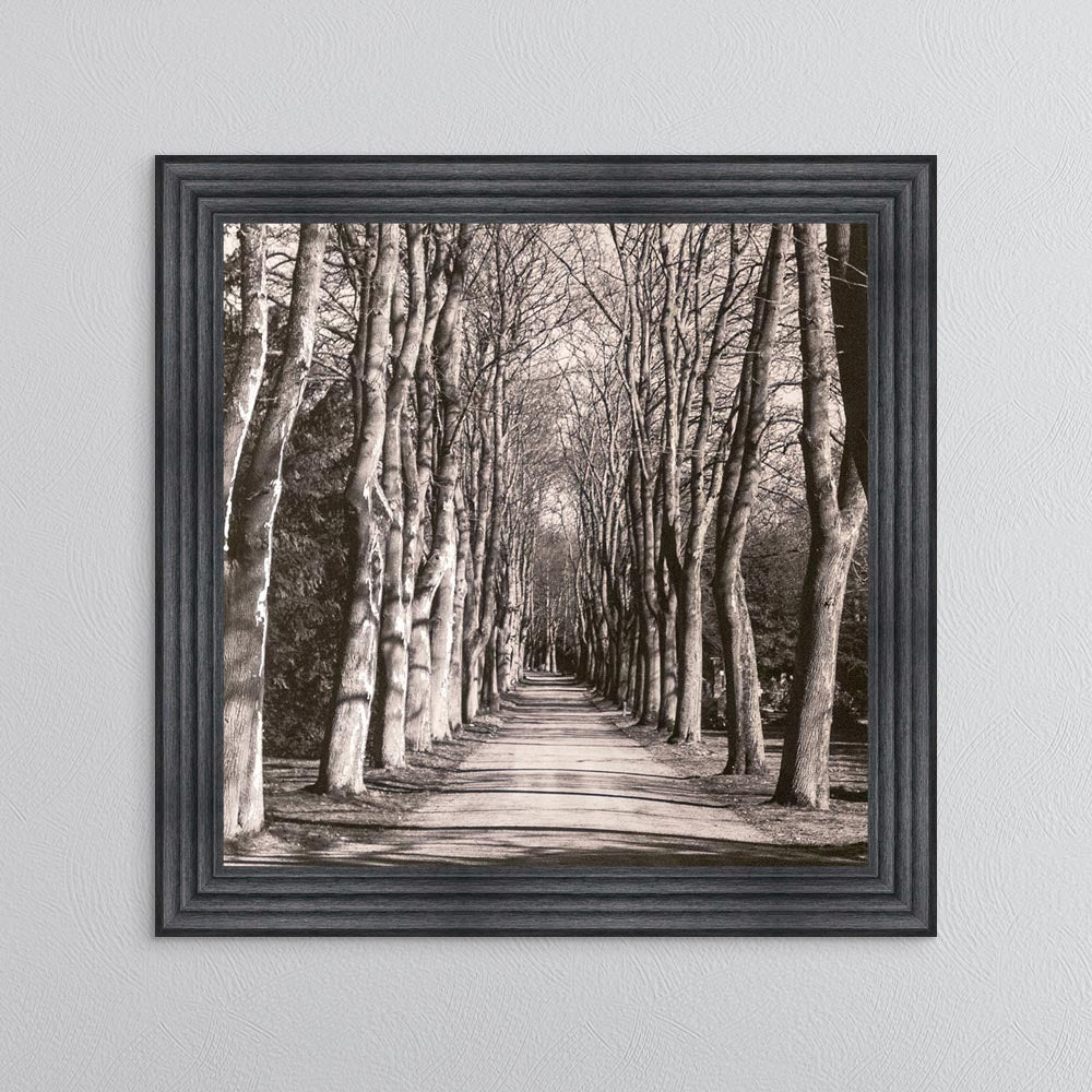 Mono Path with Silver Foil Embellishment - Framed Wall Art