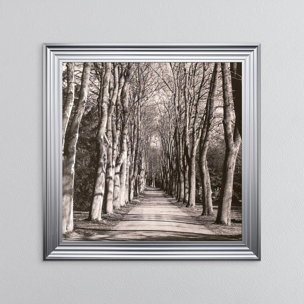 Mono Path with Silver Foil Embellishment - Framed Wall Art