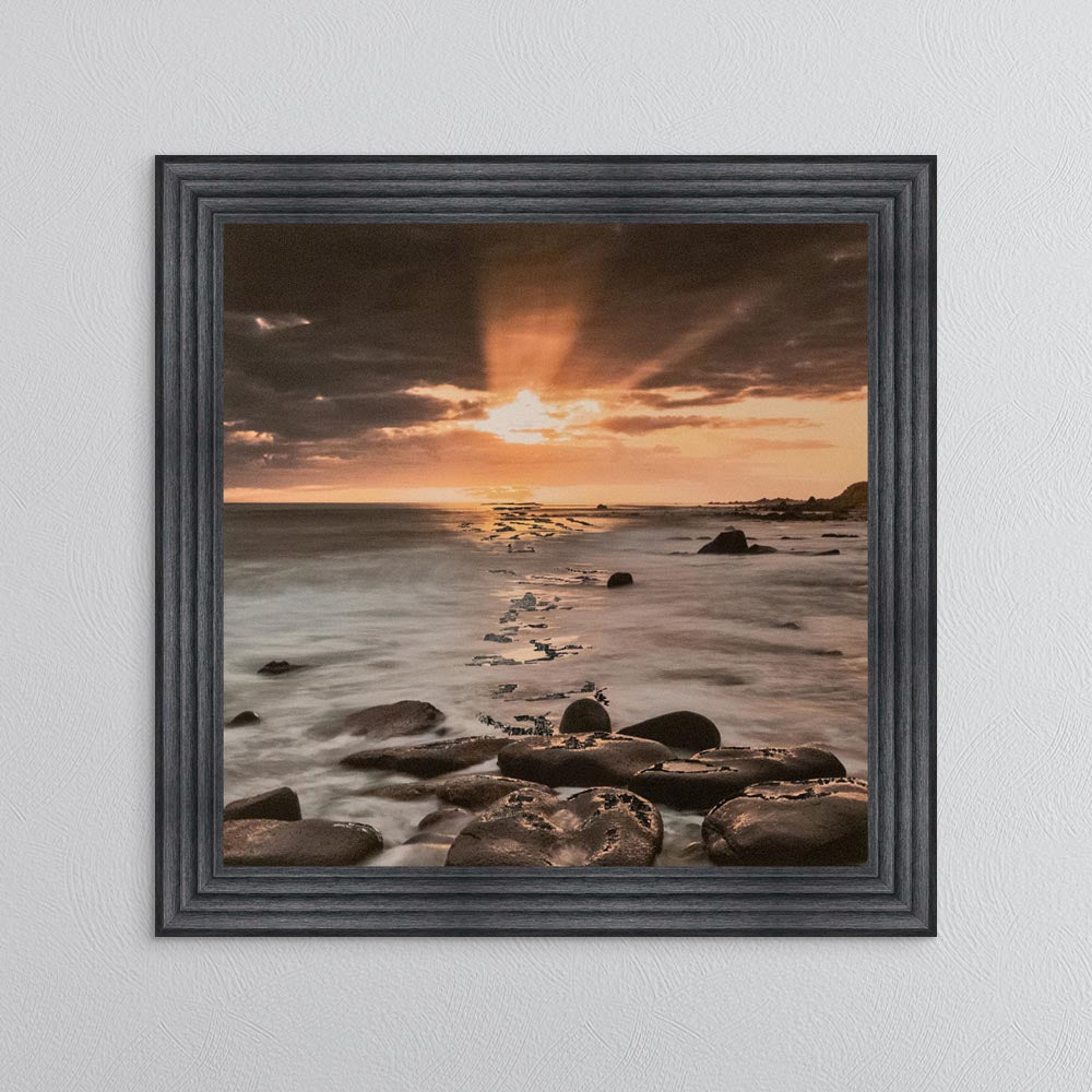 Nordic Sunset with Silver Foil Embellishment - Framed Wall Art