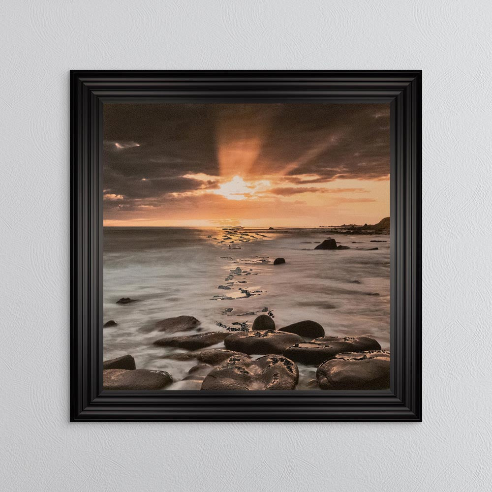 Nordic Sunset with Silver Foil Embellishment - Framed Wall Art