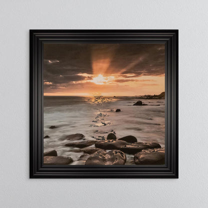 Nordic Sunset with Silver Foil Embellishment - Framed Wall Art