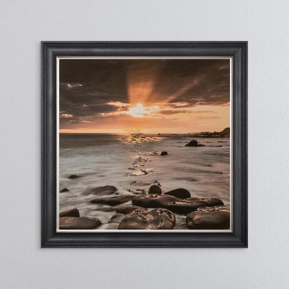 Nordic Sunset with Silver Foil Embellishment - Framed Wall Art