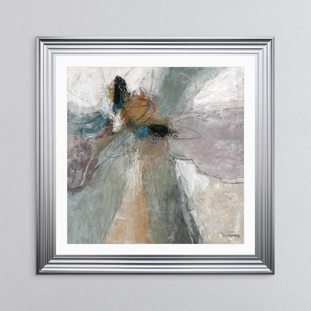 Abstract Bloom 1 with White Mount Framed Wall Art