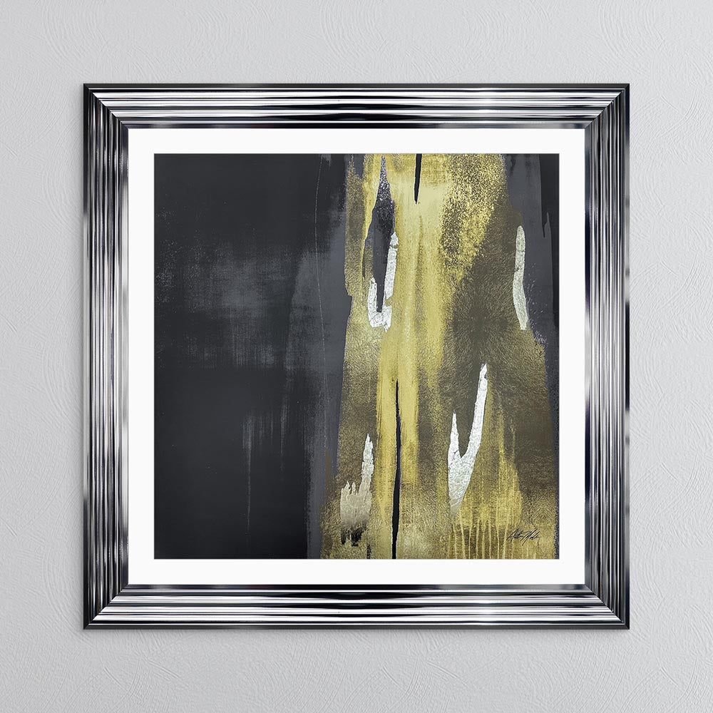 Black & Gold Abstract No. 1 with White Mount Framed Wall Art