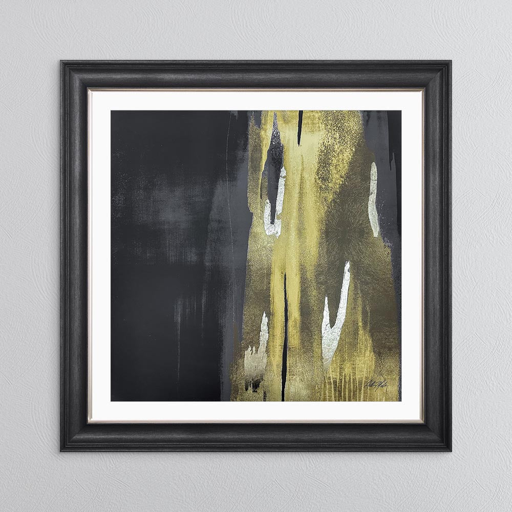 Black & Gold Abstract No. 1 with White Mount Framed Wall Art