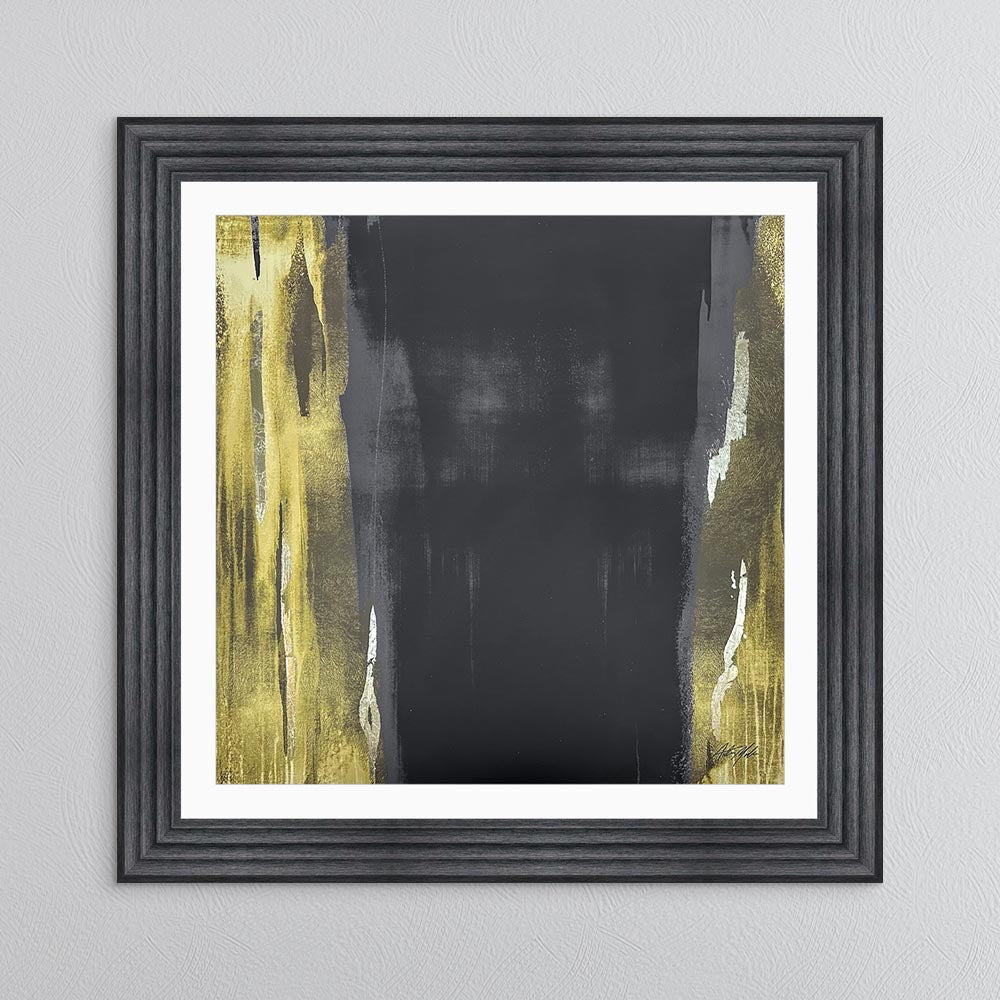 Black & Gold Abstract No. 2 with White Mount Framed Wall Art