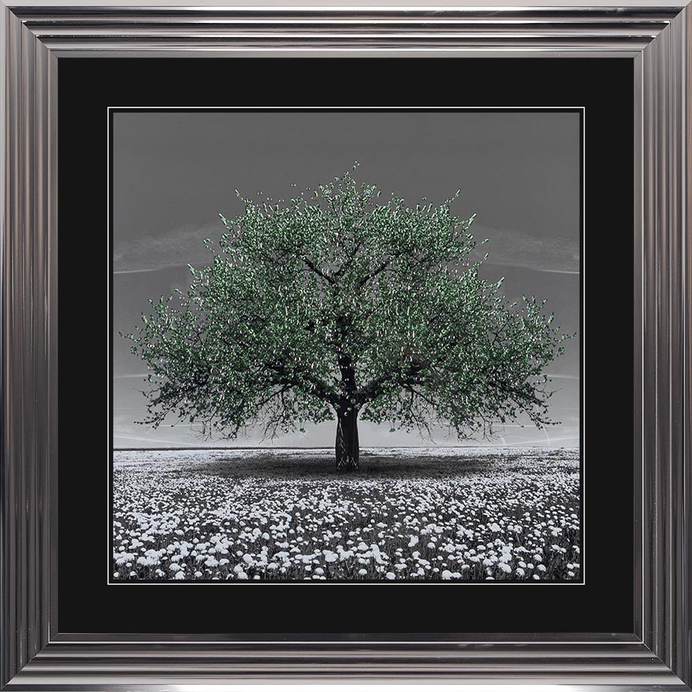 Emerald Cherry Tree with Black Mount Framed Wall Art