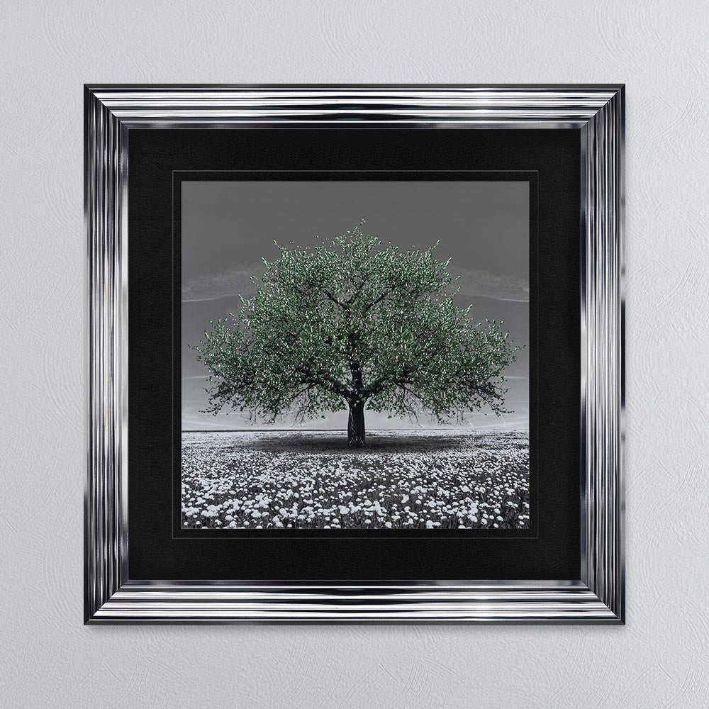 Emerald Cherry Tree with Black Mount Framed Wall Art