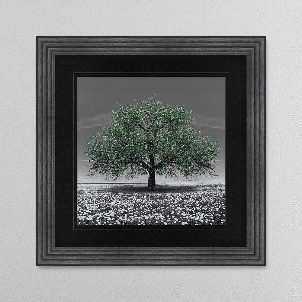 Emerald Cherry Tree with Black Mount Framed Wall Art