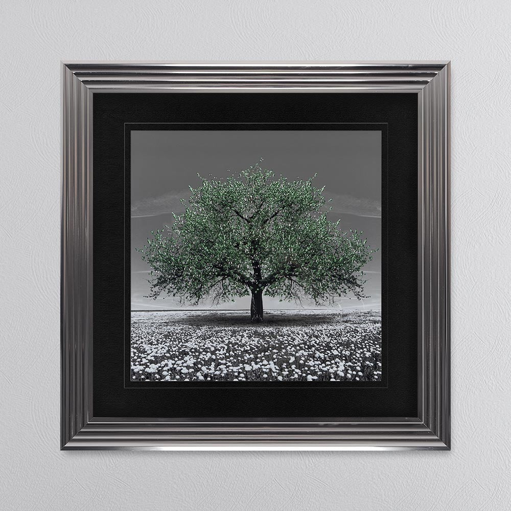 Emerald Cherry Tree with Black Mount Framed Wall Art