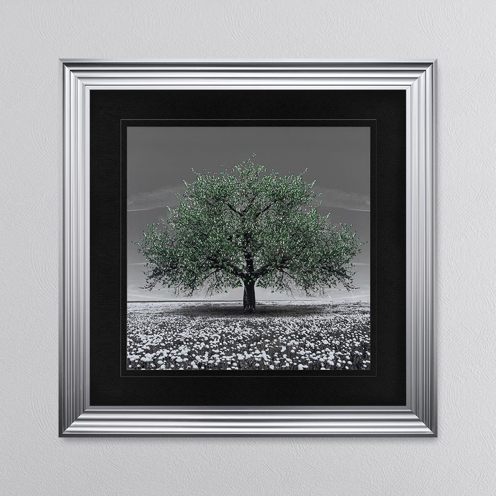 Emerald Cherry Tree with Black Mount Framed Wall Art