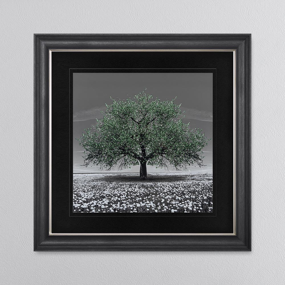 Emerald Cherry Tree with Black Mount Framed Wall Art