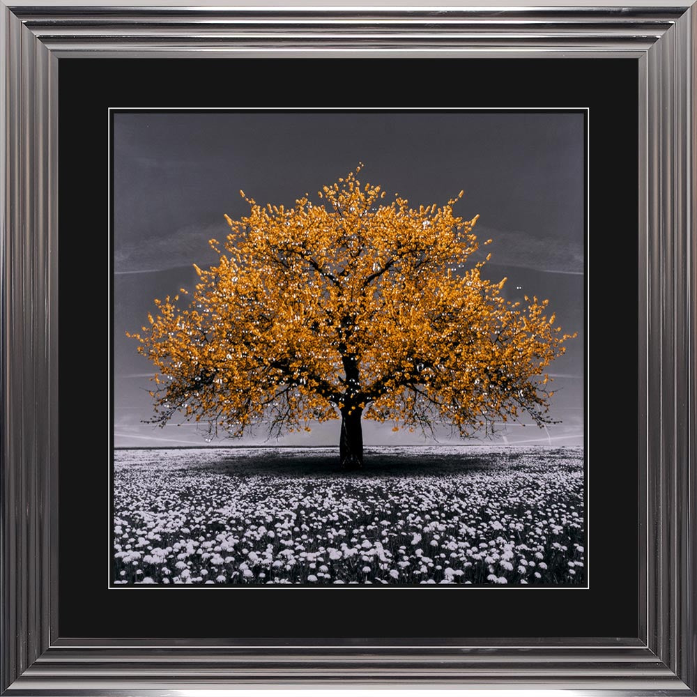 Orange Cherry Tree with Black Mount Framed Wall Art