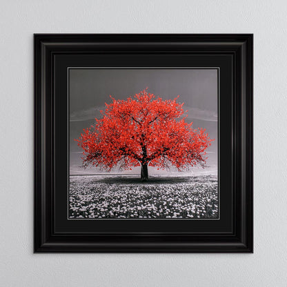 Red Cherry Tree with Black Mount Framed Wall Art