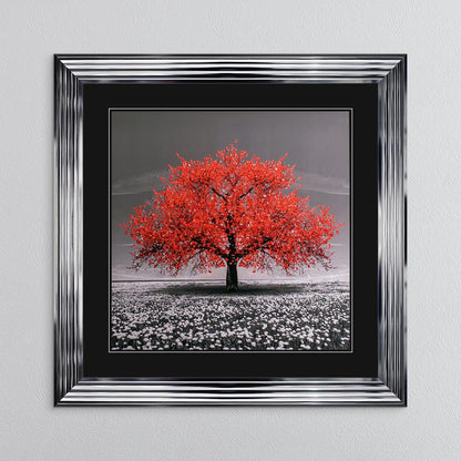 Red Cherry Tree with Black Mount Framed Wall Art