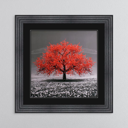 Red Cherry Tree with Black Mount Framed Wall Art