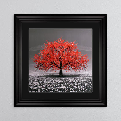 Red Cherry Tree with Black Mount Framed Wall Art