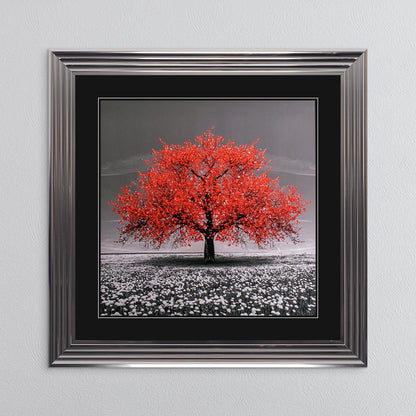 Red Cherry Tree with Black Mount Framed Wall Art