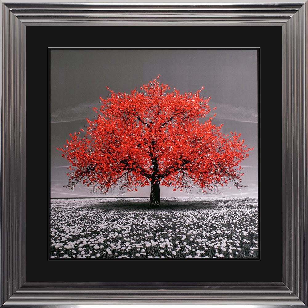 Red Cherry Tree with Black Mount Framed Wall Art