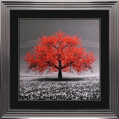 Red Cherry Tree with Black Mount Framed Wall Art