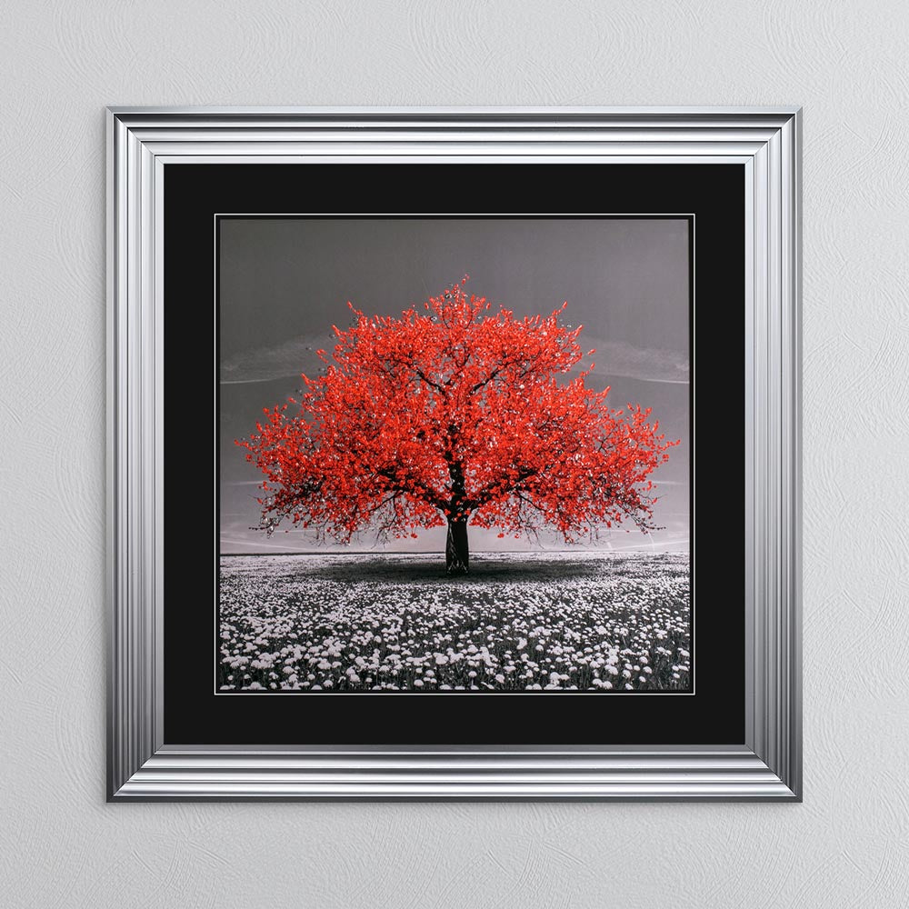 Red Cherry Tree with Black Mount Framed Wall Art