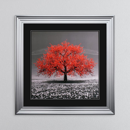 Red Cherry Tree with Black Mount Framed Wall Art