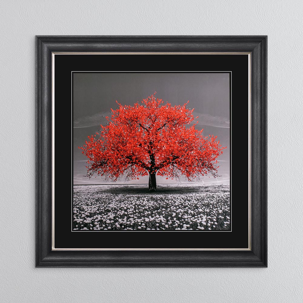 Red Cherry Tree with Black Mount Framed Wall Art