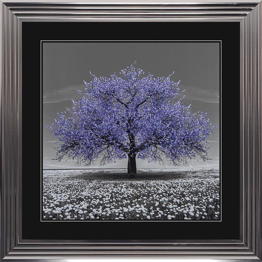 Very Peri Cherry Tree with Black Mount Framed Wall Art