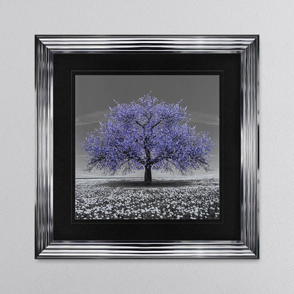 Very Peri Cherry Tree with Black Mount Framed Wall Art