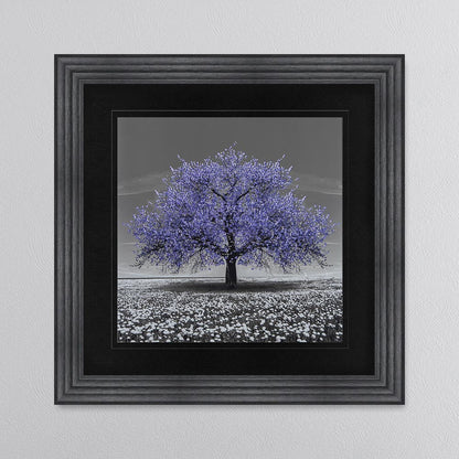 Very Peri Cherry Tree with Black Mount Framed Wall Art