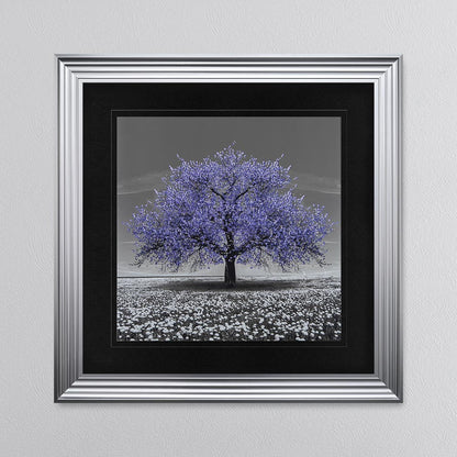 Very Peri Cherry Tree with Black Mount Framed Wall Art