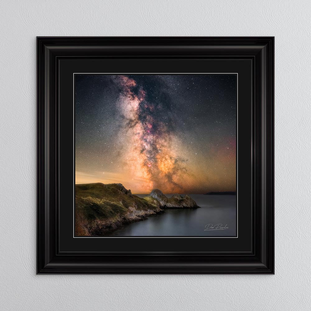 Three Cliffs Bay Milky Way with Black Mount Framed Wall Art
