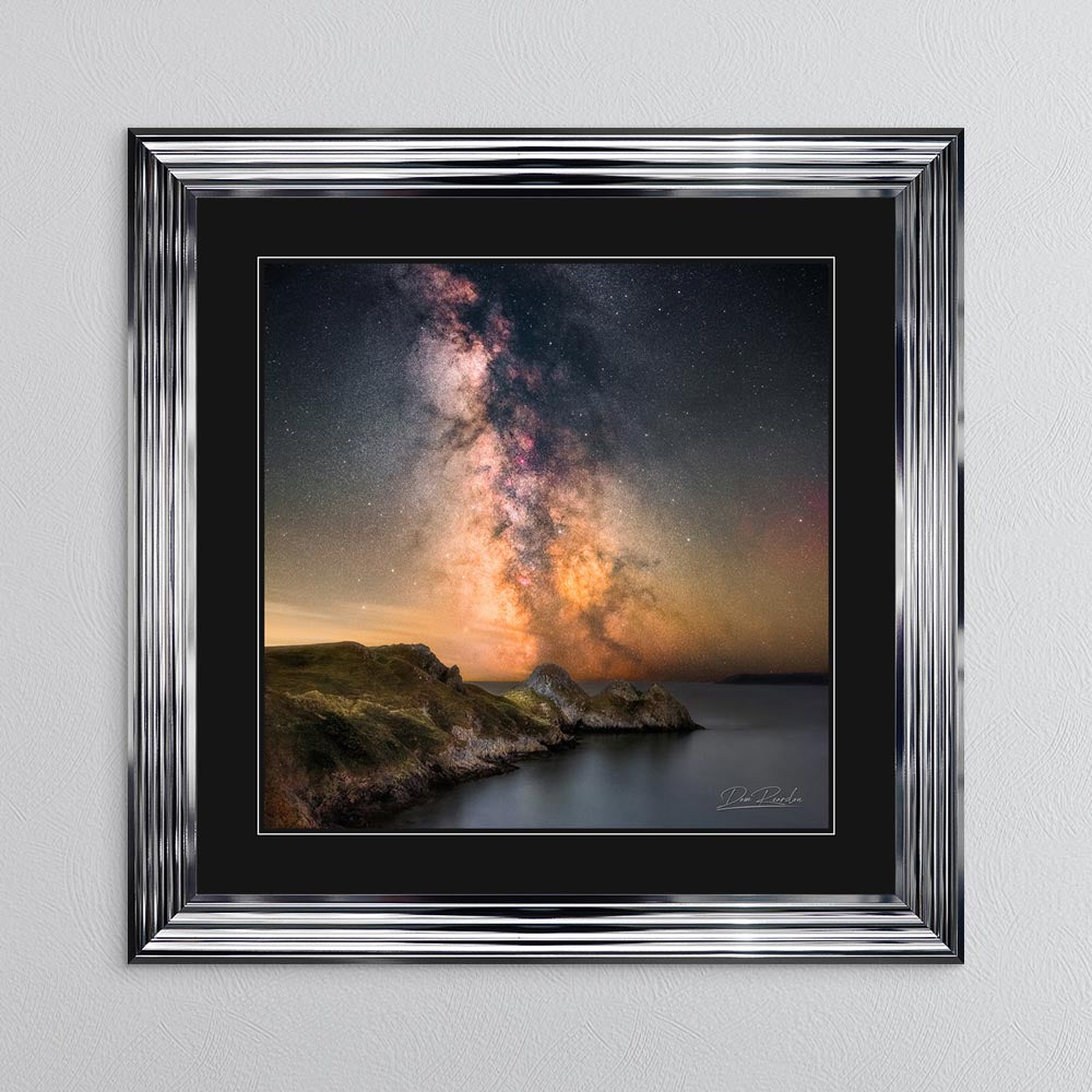 Three Cliffs Bay Milky Way with Black Mount Framed Wall Art