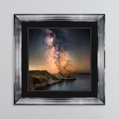 Three Cliffs Bay Milky Way with Black Mount Framed Wall Art