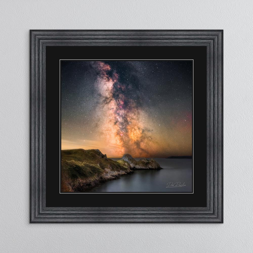 Three Cliffs Bay Milky Way with Black Mount Framed Wall Art