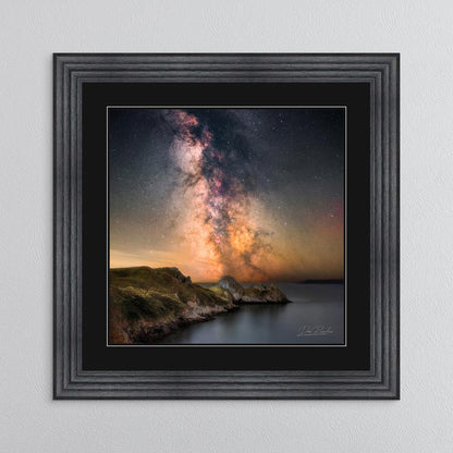 Three Cliffs Bay Milky Way with Black Mount Framed Wall Art