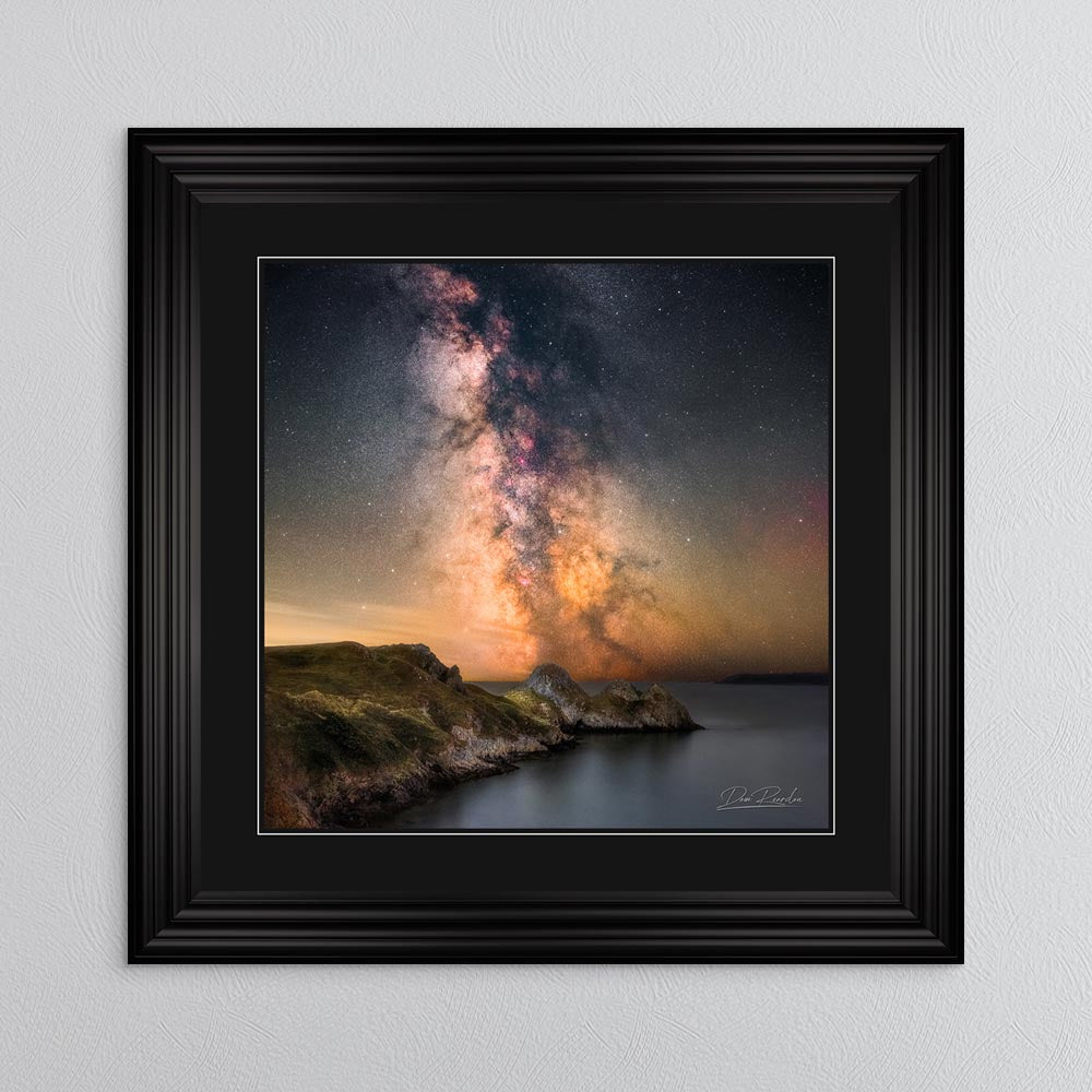 Three Cliffs Bay Milky Way with Black Mount Framed Wall Art