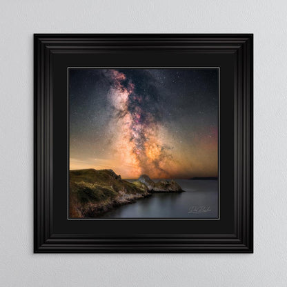 Three Cliffs Bay Milky Way with Black Mount Framed Wall Art