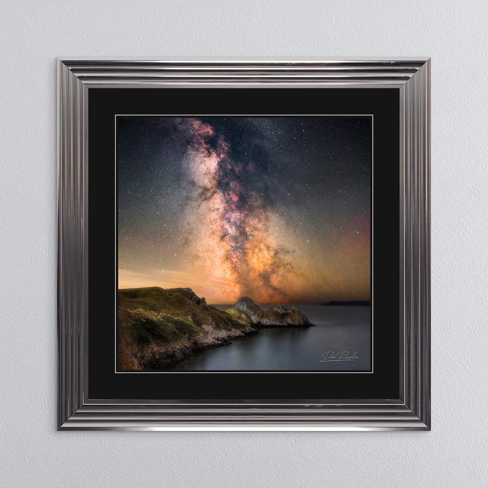 Three Cliffs Bay Milky Way with Black Mount Framed Wall Art