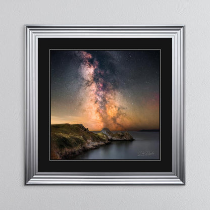 Three Cliffs Bay Milky Way with Black Mount Framed Wall Art