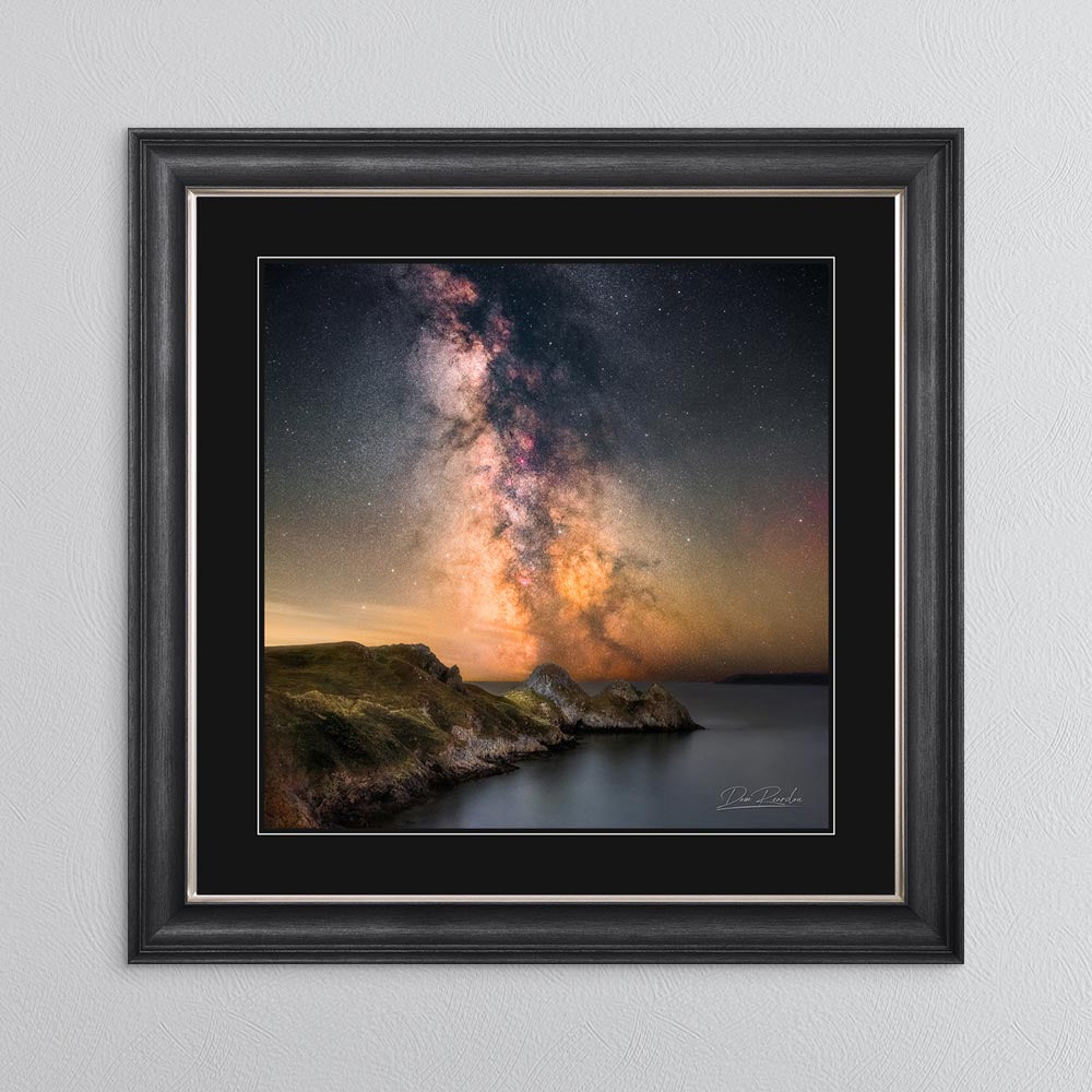 Three Cliffs Bay Milky Way with Black Mount Framed Wall Art