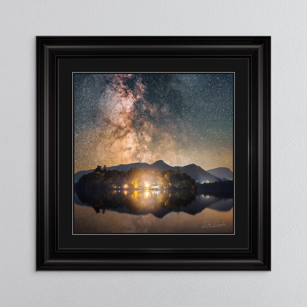 Derwentwater Reflection Milky Way with Black Mount Framed Wall Art