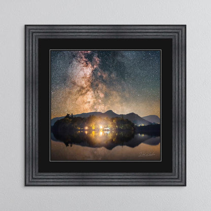 Derwentwater Reflection Milky Way with Black Mount Framed Wall Art