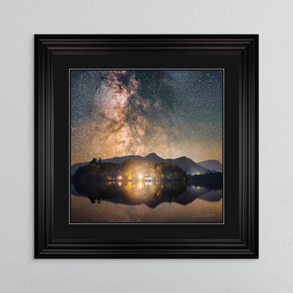 Derwentwater Reflection Milky Way with Black Mount Framed Wall Art