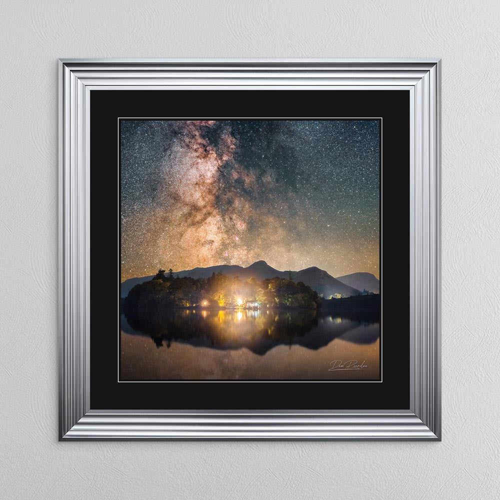 Derwentwater Reflection Milky Way with Black Mount Framed Wall Art