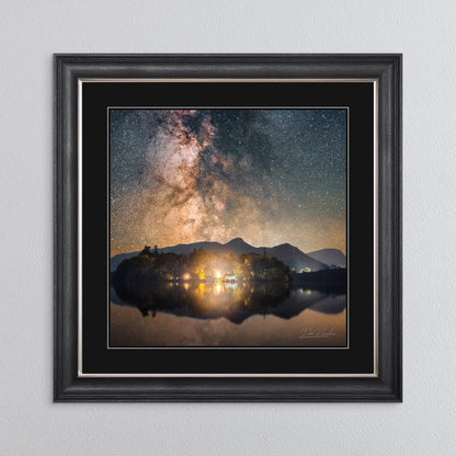 Derwentwater Reflection Milky Way with Black Mount Framed Wall Art