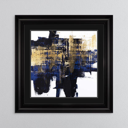 Dynamic Gold On Blue 1 with Black Mount Framed Wall Art