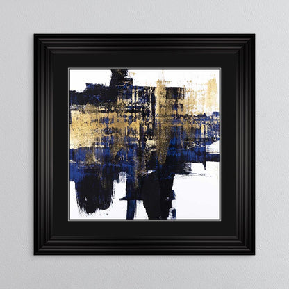 Dynamic Gold On Blue 1 with Black Mount Framed Wall Art