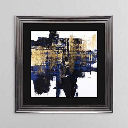 Dynamic Gold On Blue 1 with Black Mount Framed Wall Art